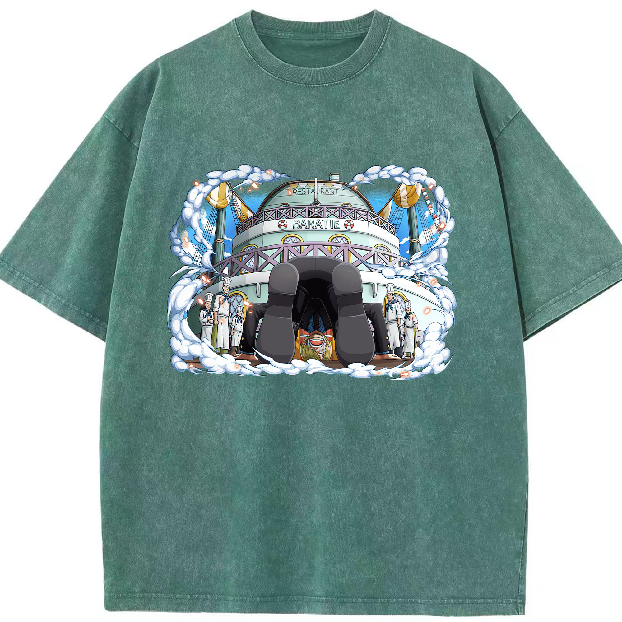 ワンピース サンジ ONE PIECE Sanji 綿100% ヴィンテージ風 半袖Tシャツ（フロントプリント）